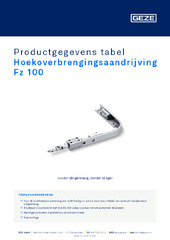 Hoekoverbrengingsaandrijving Fz 100 Productgegevens tabel NL