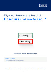 Panouri indicatoare  * Fișa cu datele produsului RO