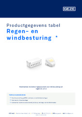 Regen- en windbesturing  * Productgegevens tabel NL
