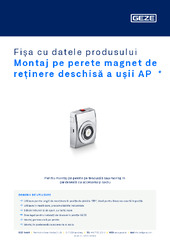 Montaj pe perete magnet de reținere deschisă a ușii AP  * Fișa cu datele produsului RO