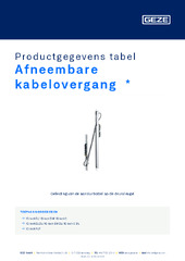 Afneembare kabelovergang  * Productgegevens tabel NL