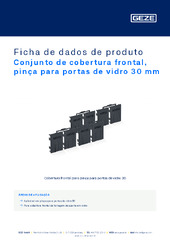 Conjunto de cobertura frontal, pinça para portas de vidro 30 mm Ficha de dados de produto PT