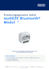 myGEZE Bluetooth® Modul  * Productgegevens tabel NL