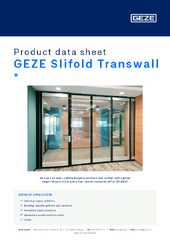 GEZE Slifold Transwall  * Product data sheet EN