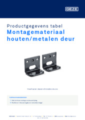 Montagemateriaal houten/metalen deur Productgegevens tabel NL