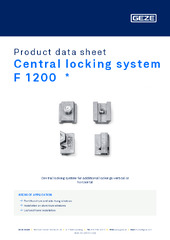 Central locking system F 1200  * Product data sheet EN