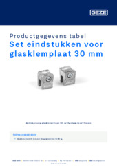 Set eindstukken voor glasklemplaat 30 mm Productgegevens tabel NL