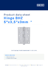 Hinge BHZ 5"x3,5"x3mm  * Product data sheet EN