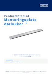 Monteringsplate dørlukker  * Produktdatablad NB