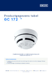 GC 172  * Productgegevens tabel NL