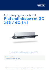 Plafondinbouwset GC 365 / GC 341 Productgegevens tabel NL