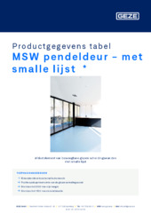 MSW pendeldeur - met smalle lijst  * Productgegevens tabel NL