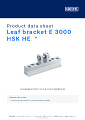 Leaf bracket E 3000 HSK HE  * Product data sheet EN