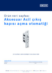 Aksesuar Acil çıkış kapısı açma otomatiği Ürün veri sayfası TR