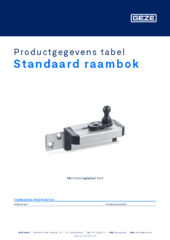 Standaard raambok Productgegevens tabel NL