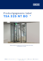 TSA 325 NT BO  * Productgegevens tabel NL