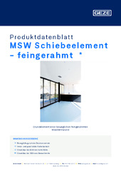 MSW Schiebeelement - feingerahmt  * Produktdatenblatt DE