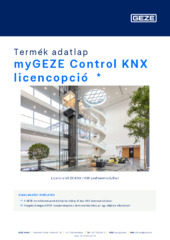 myGEZE Control KNX licencopció  * Termék adatlap HU