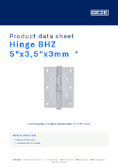 Hinge BHZ 5"x3,5"x3mm  * Product data sheet EN