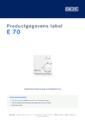 E 70 Productgegevens tabel NL