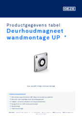 Deurhoudmagneet wandmontage UP  * Productgegevens tabel NL