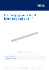 Montageplaat  * Productgegevens tabel NL