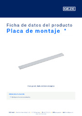 Placa de montaje  * Ficha de datos del producto ES