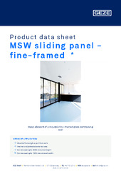 MSW sliding panel - fine-framed  * Product data sheet EN