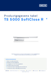GEZE TS 5000 R SoftClose  * Productgegevens tabel NL
