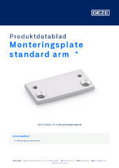 Monteringsplate standard arm  * Produktdatablad NB
