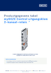 myGEZE Control uitgangsklem 2-kanaal-relais  * Productgegevens tabel NL