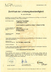 Zertifikat der Leistungsbeständigkeit Boxer 2-4 2V