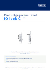 IQ lock C  * Productgegevens tabel NL