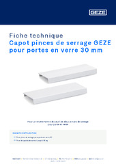 Capot pinces de serrage GEZE pour portes en verre 30 mm Fiche technique FR