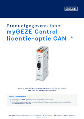 myGEZE Control licentie-optie CAN  * Productgegevens tabel NL