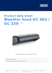 Weather hood GC 363 / GC 339  * Product data sheet EN