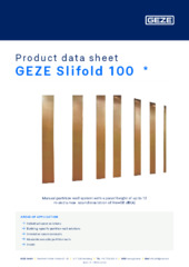 GEZE Slifold 100  * Product data sheet EN