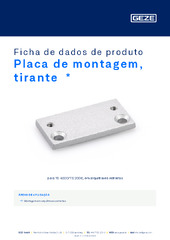 Placa de montagem, tirante  * Ficha de dados de produto PT