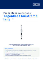 Tegenkast buisframe, lang  * Productgegevens tabel NL