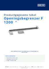 Openingsbegrenzer F 1200  * Productgegevens tabel NL