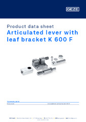 Articulated lever with leaf bracket K 600 F  * Product data sheet EN