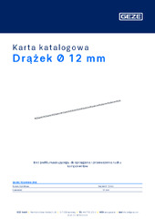 Drążek Ø 12 mm Karta katalogowa PL