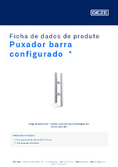Puxador barra configurado  * Ficha de dados de produto PT