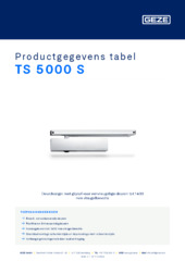 TS 5000 S Productgegevens tabel NL