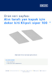 Alın tarafı yan kapak için dekor kiti Klipsli siper 100  * Ürün veri sayfası TR