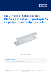 Ploča za montažu i protuploča za potpuno ostakljena vrata Sigurnosno-tehnički list HR