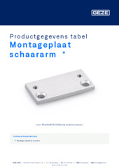 Montageplaat schaararm  * Productgegevens tabel NL