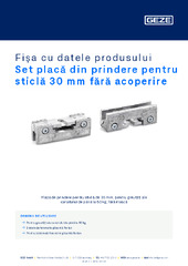 Set placă din prindere pentru sticlă 30 mm fără acoperire Fișa cu datele produsului RO
