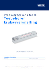 Toebehoren krukasversnelling Productgegevens tabel NL