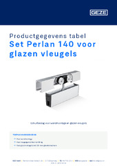Set Perlan 140 voor glazen vleugels Productgegevens tabel NL